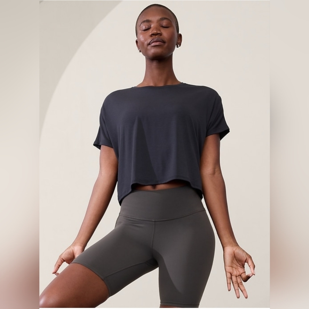 Athleta With Ease Crop Tee, Color: Black